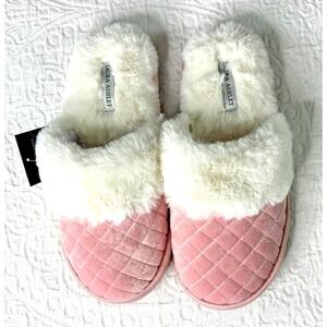 Laura Ashley Spa Collection Ladies Slippers Pink‎ Quilted Womens Size XL NWT